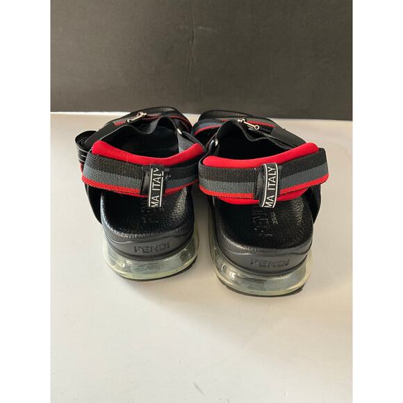 Fendi Roma Air Sole Trekking Sandals Black Red Gray Size 42 Italy